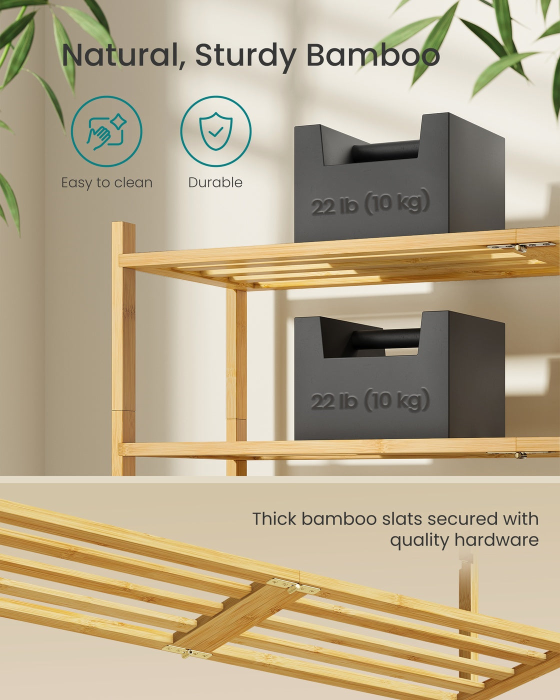 4-Tier Stackable Bamboo Shoe Rack for Closet & Entryway