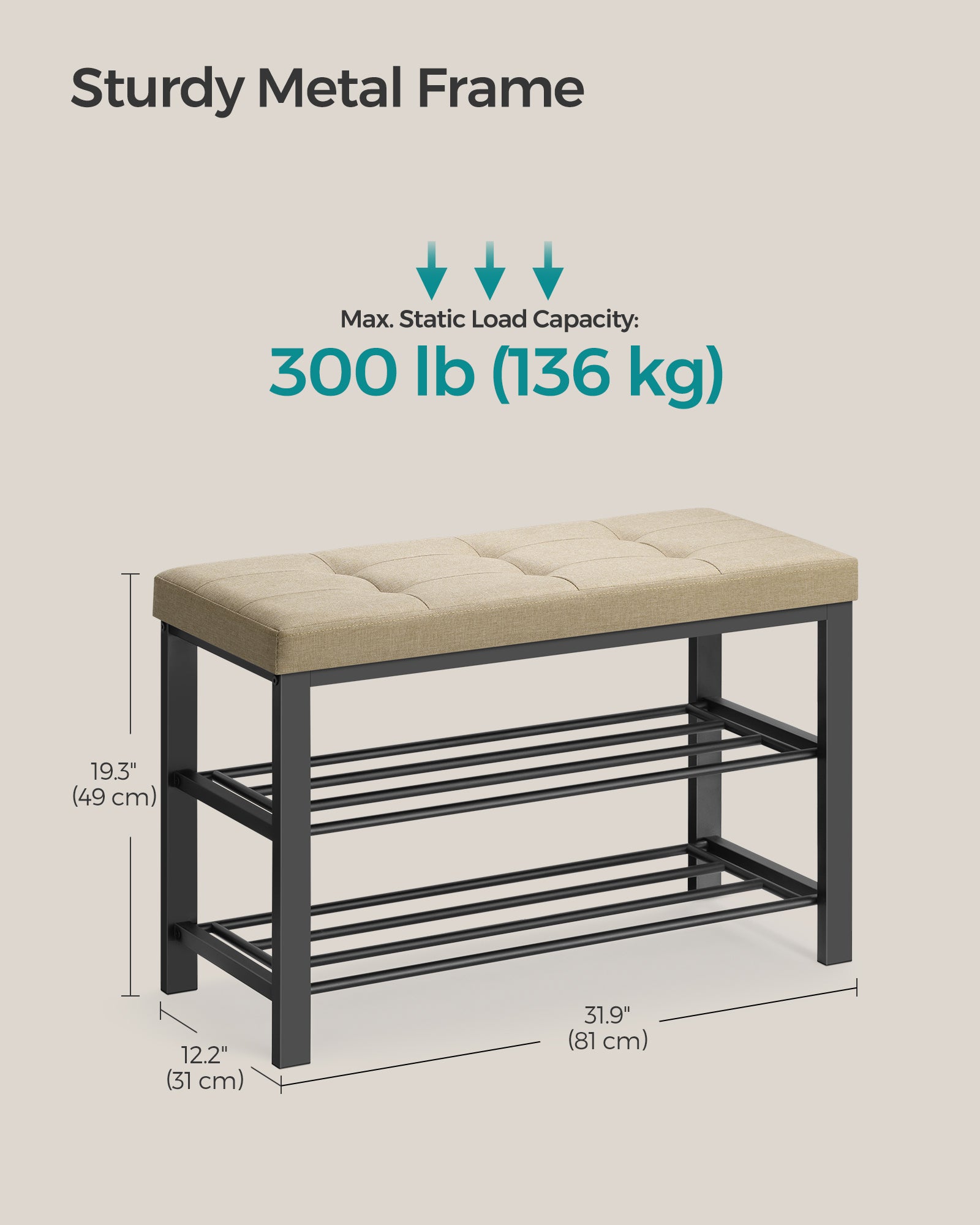 Shoe Bench - Storage Bench - Entryway Bench with Cushion
