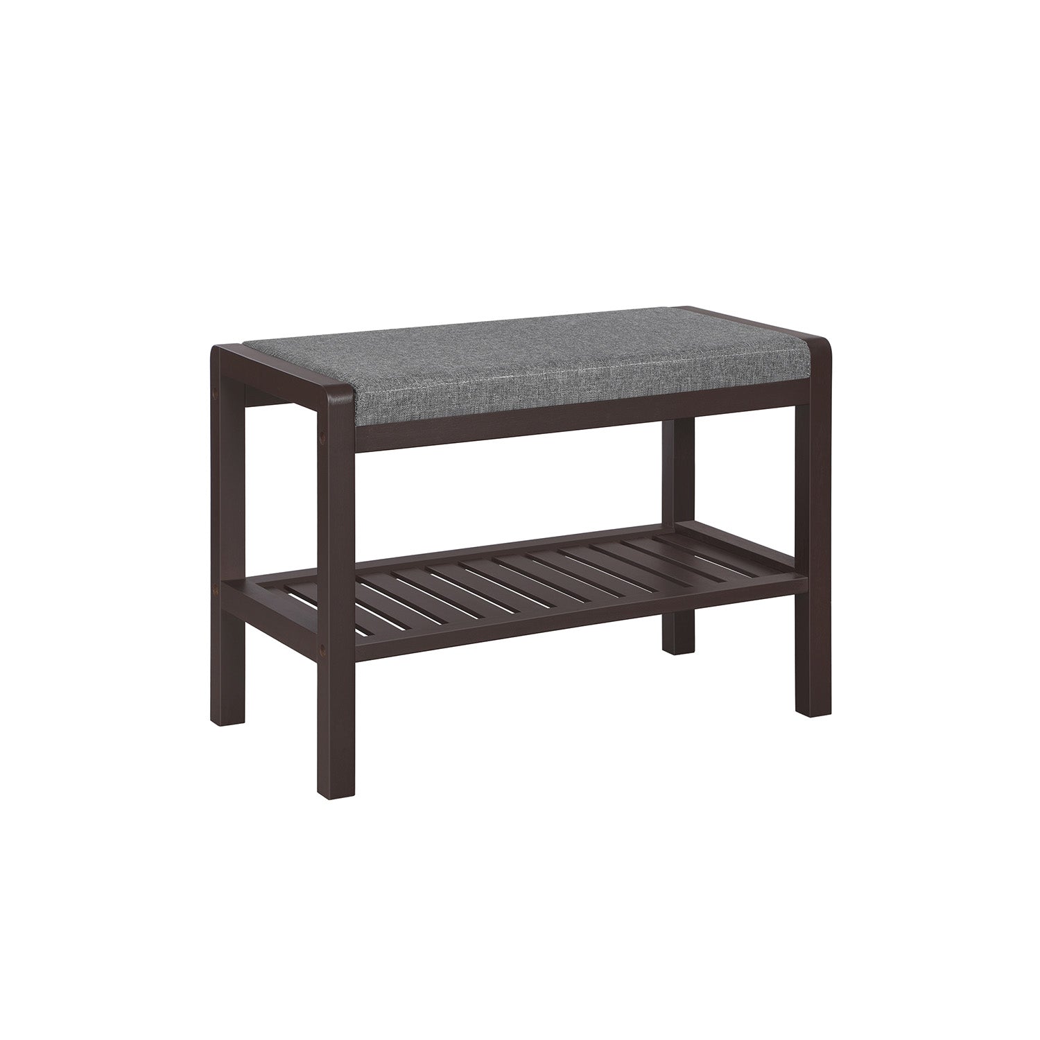 Shoe Rack Bench with Cushion Upholstered Padded Seat - Gray, Brown