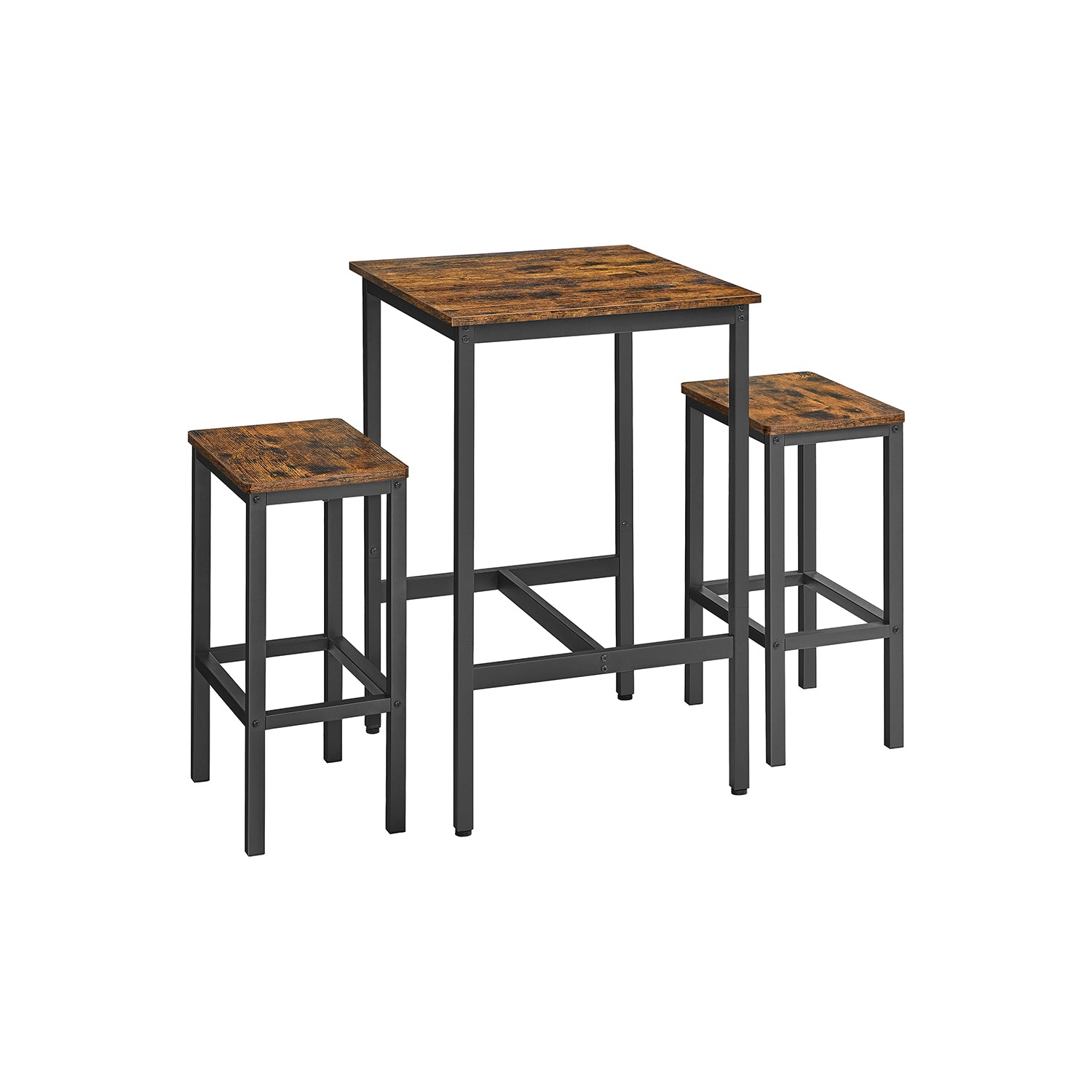 Bar Table and Chairs Set - Rustic Brown, Ink Black