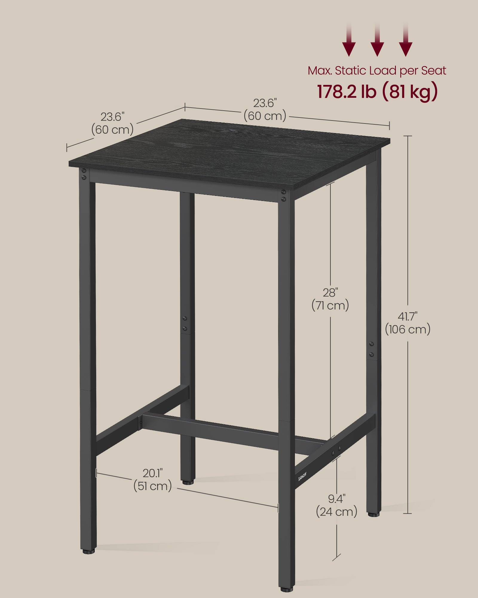 Bar Table - Kitchen Dining Table - High Top Pub Table