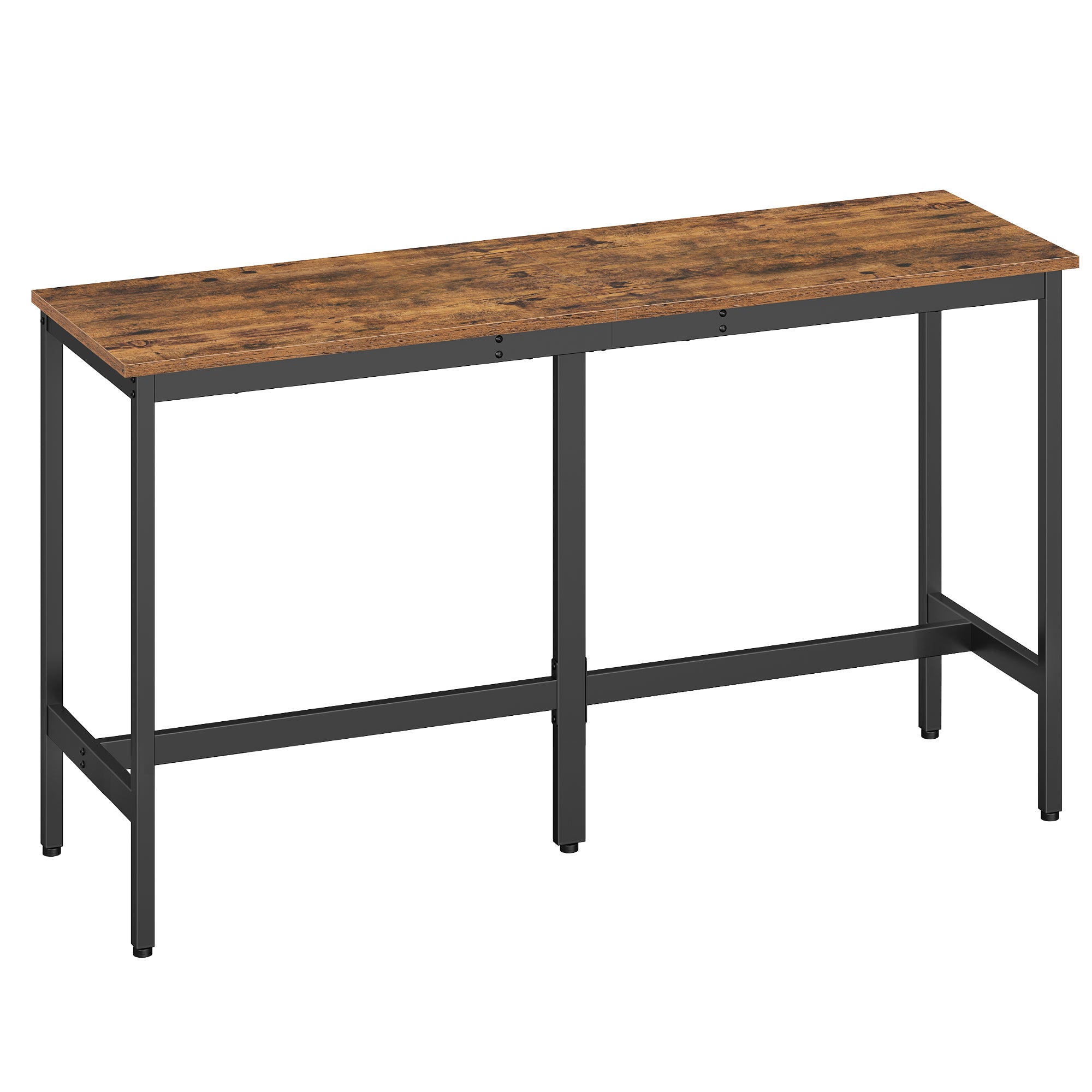 Bar Table - Kitchen Dining Table - High Top Pub Table - Bar Height Cocktail Table for Living Room Party - Sturdy Metal - 15.7 x 63 x 35.4 Inches for Narrow Spaces - Rustic Brown and Ink Black