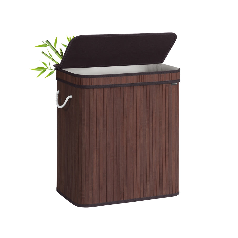 Bamboo Laundry Hamper With Lid - Brown
