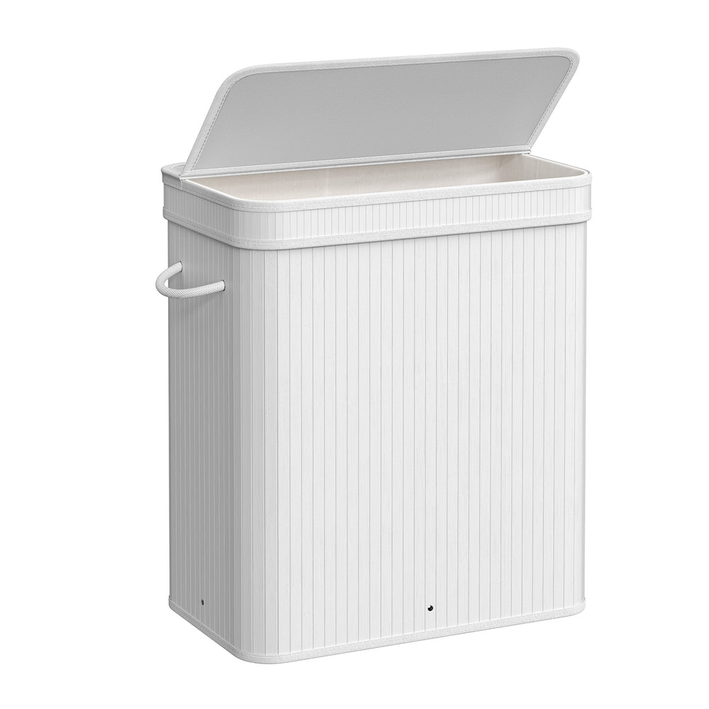 Bamboo Laundry Hamper With Lid - White