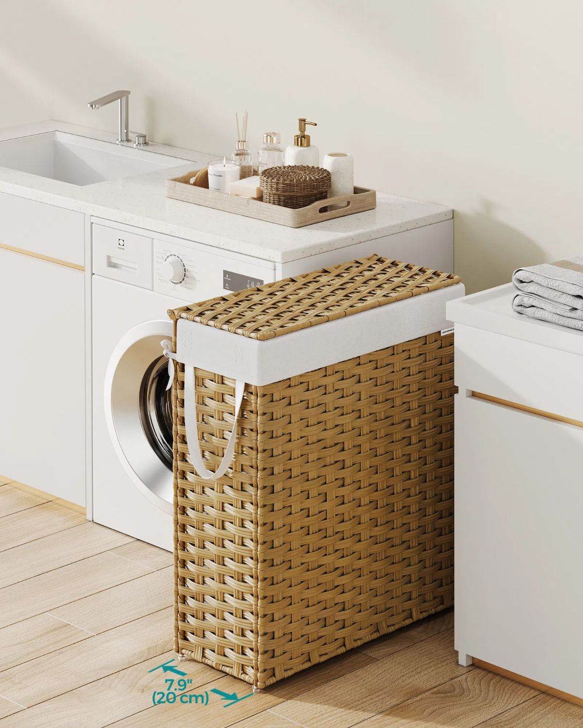 Rattan-Look Laundry Hamper - 29 Gallon - Side Handles