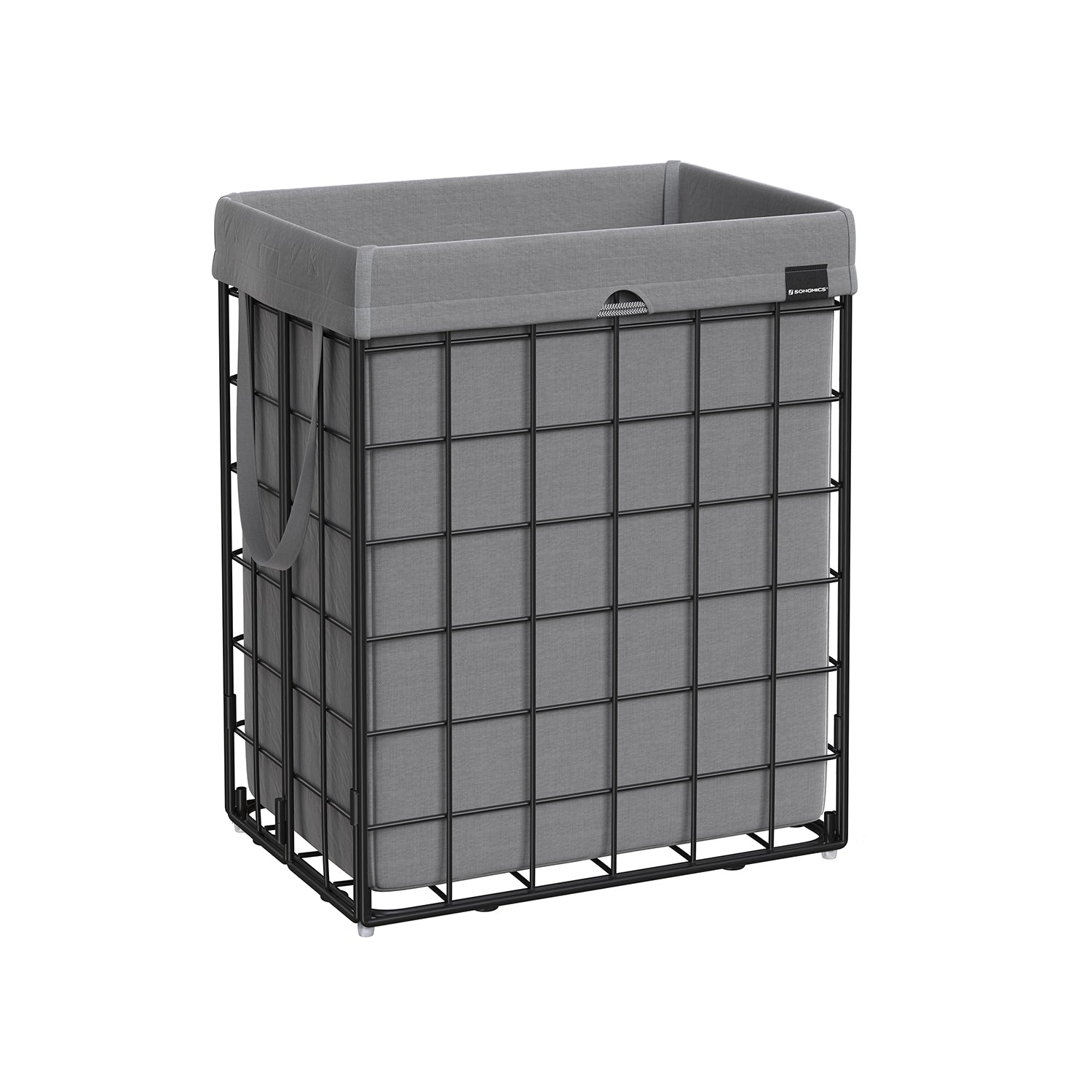 Laundry Hamper with Metal Wire Frame - 34.3 Gal. (130L) - Black, Gray - 18.9”L x 13”W x 22.8”H