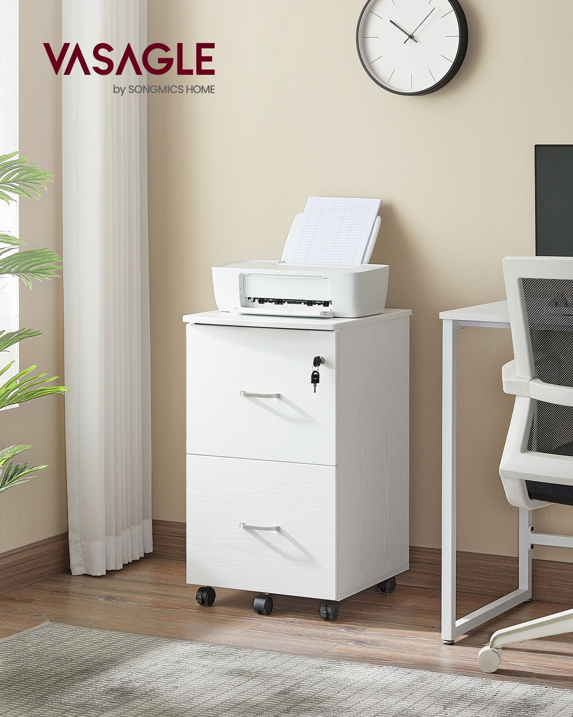 Rolling File Cabinet - 2-Drawer - Locking - For Home Office