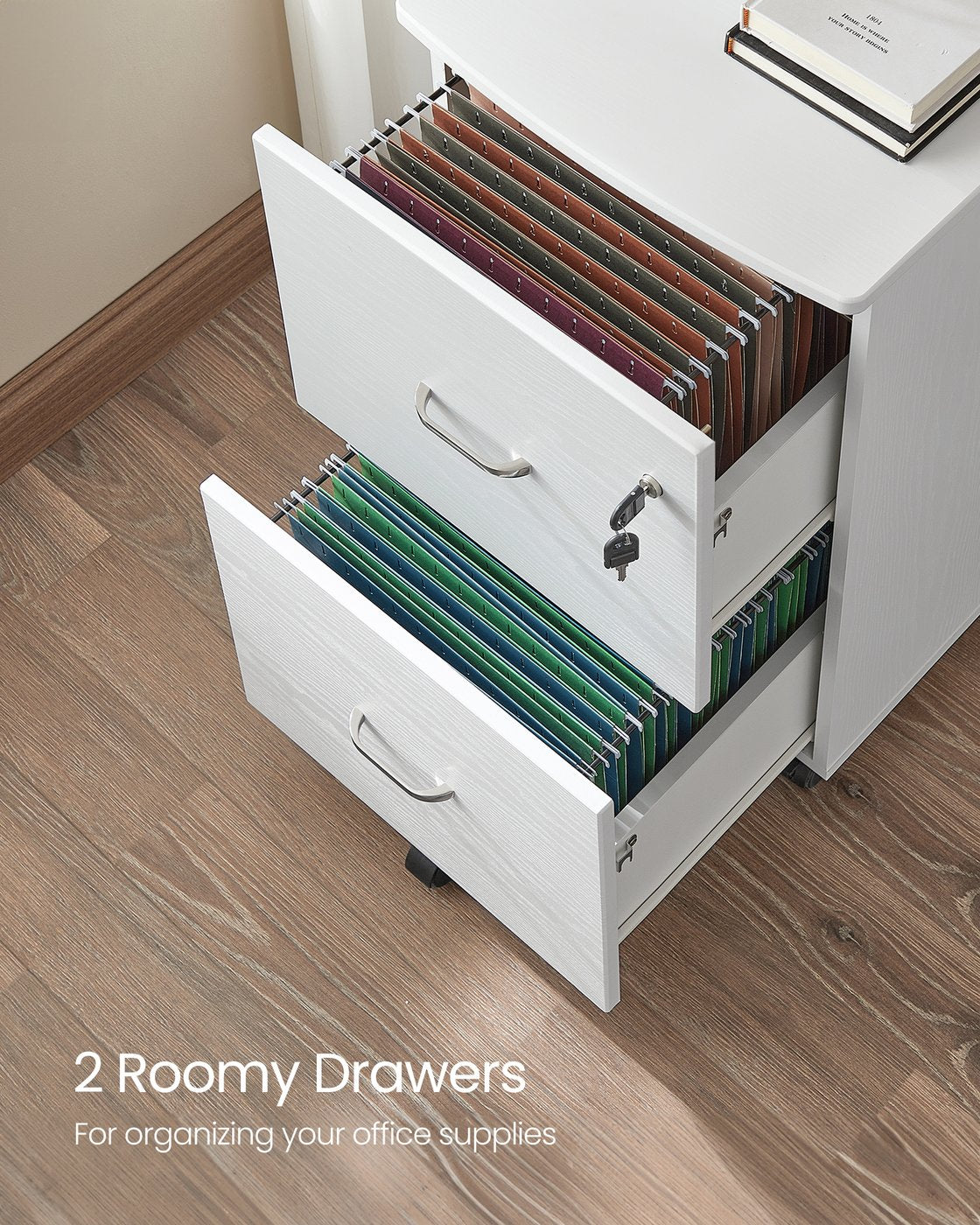 Rolling File Cabinet - 2-Drawer - Locking - For Home Office