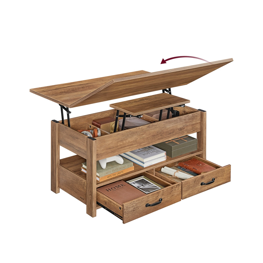 Lift Top Coffee Table - Center Table with Storage - Honey Brown