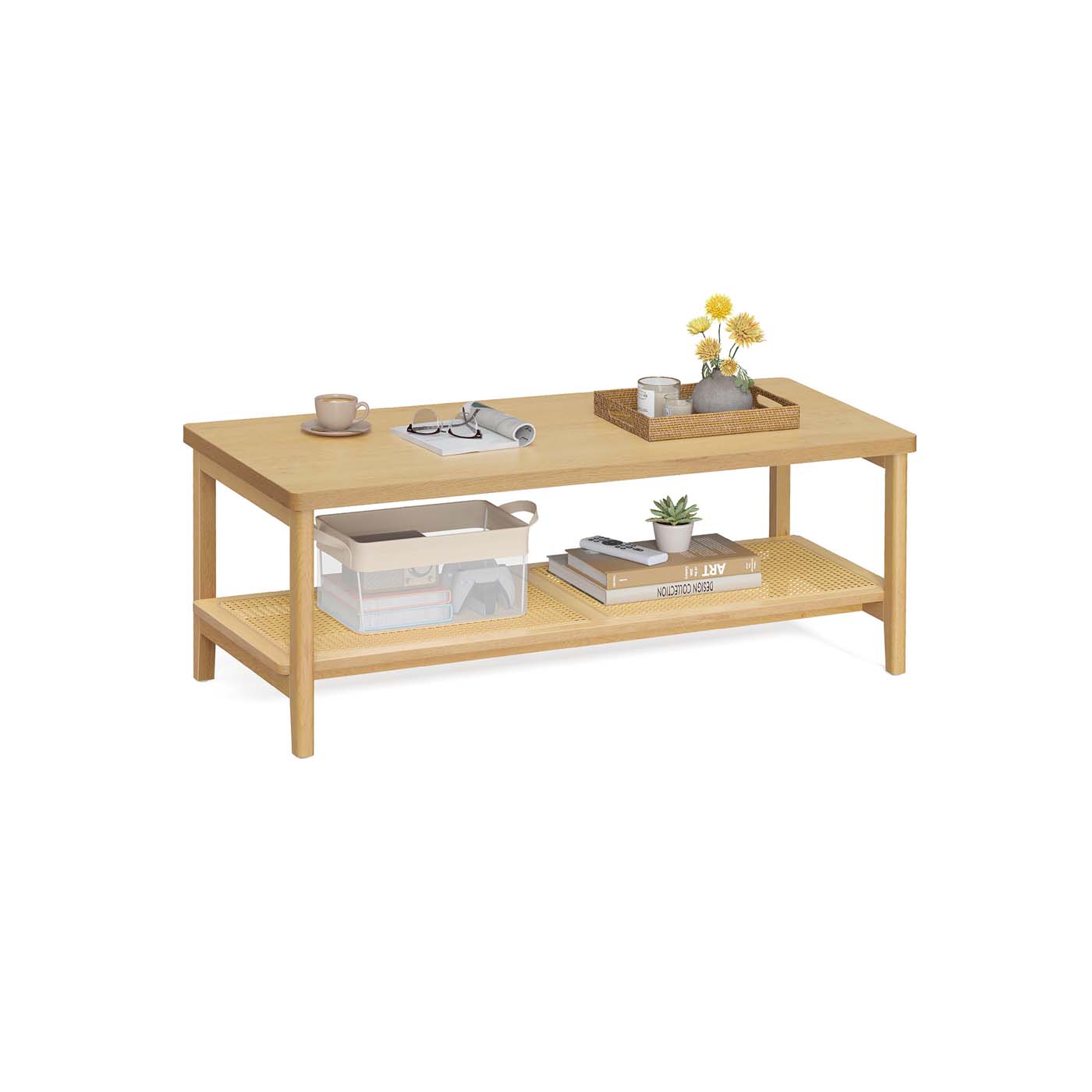2-Tier Coffee Table for Living Room - Rectangular Living Room Table
