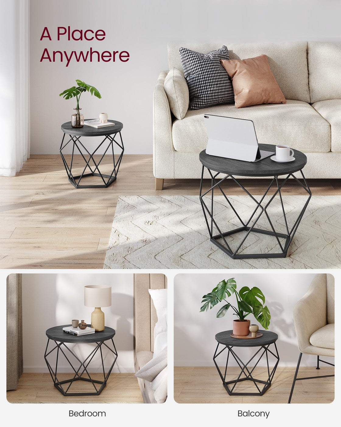 Round Coffee Table - Steel Frame - Set of 2