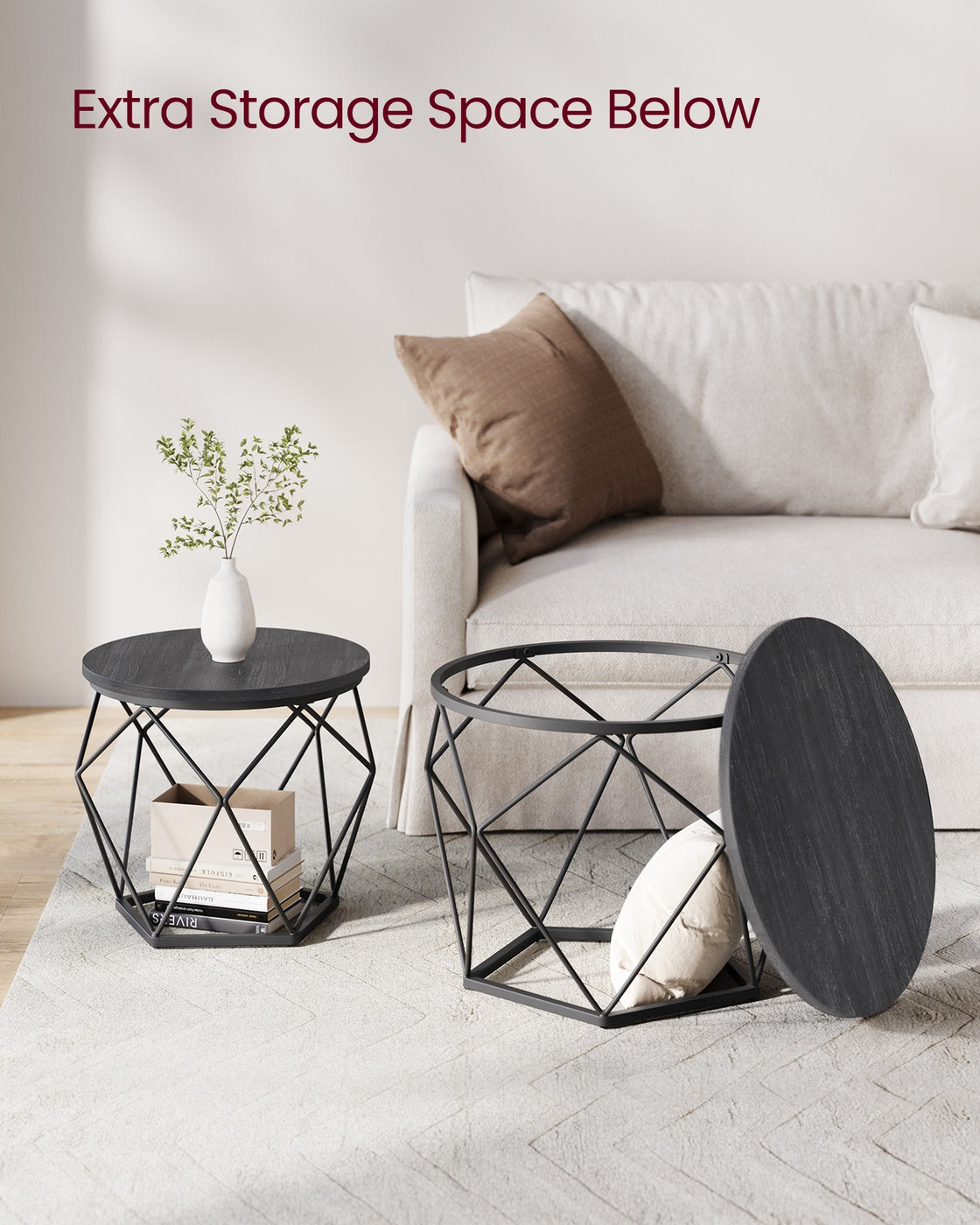 Round Coffee Table - Steel Frame - Set of 2