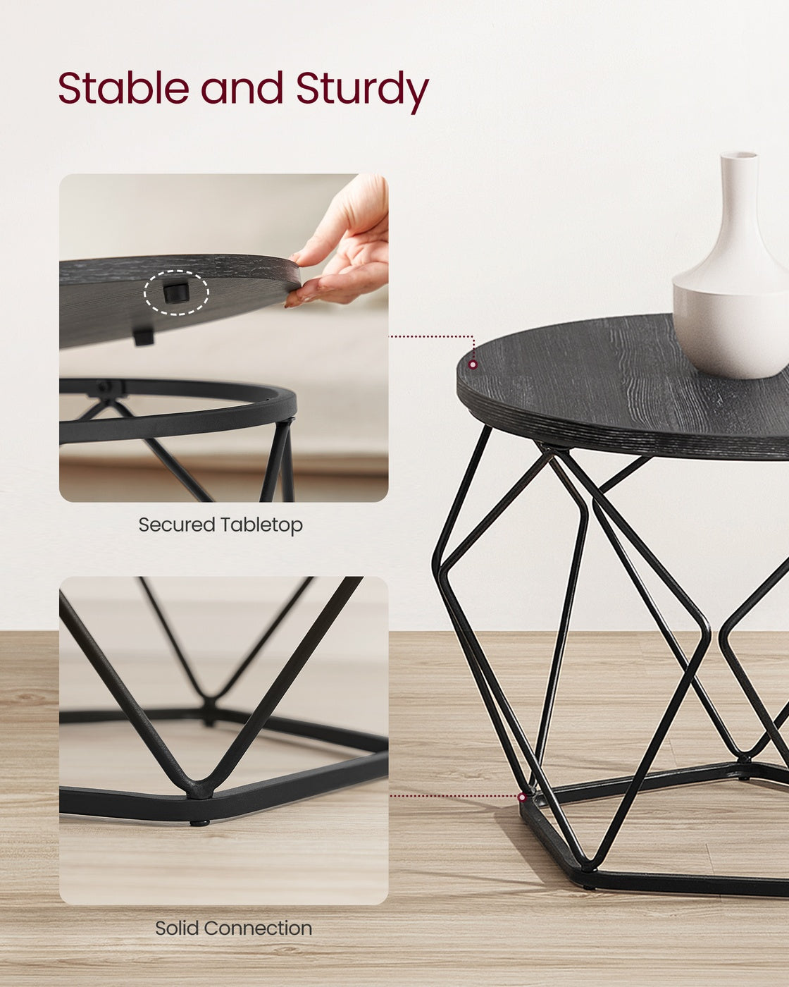 Round Coffee Table - Steel Frame - Set of 2