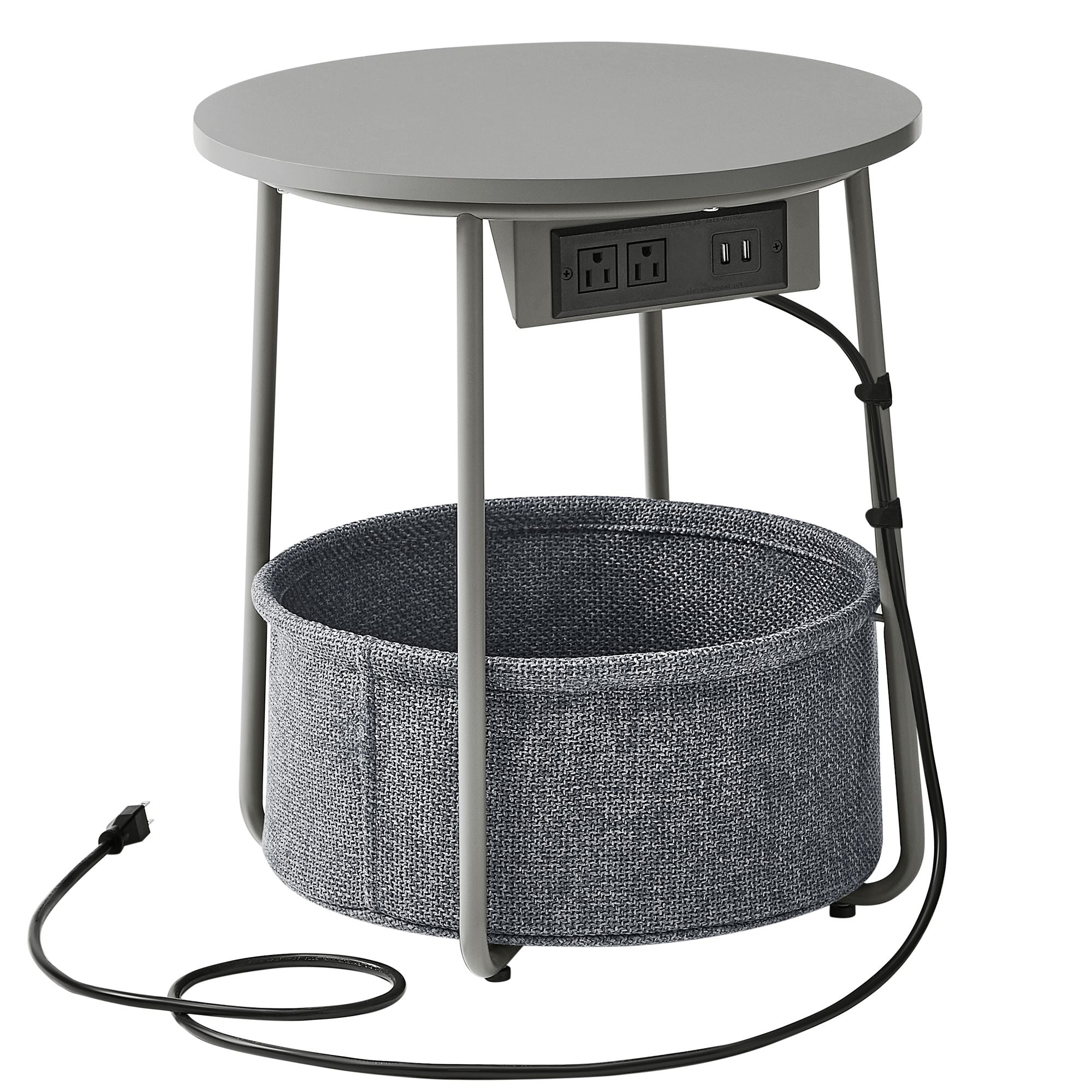 Round Side End Table - Gray