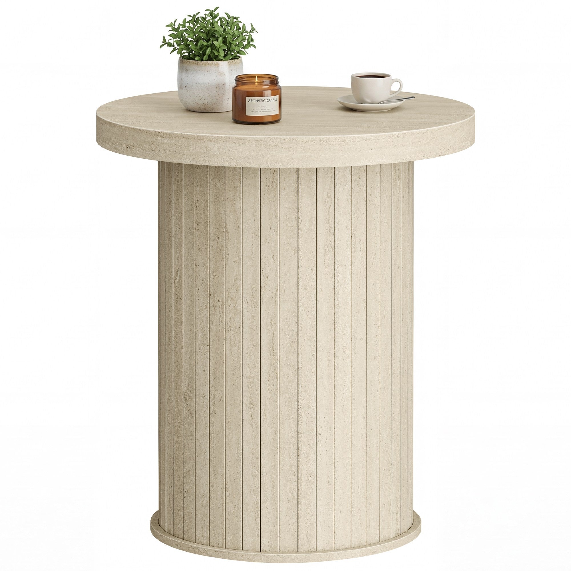 Round Side Table - Travertine Beige