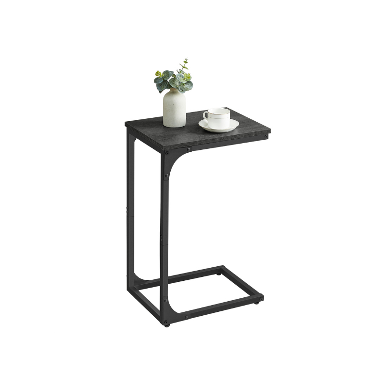 C-Shaped End Table - Misty Gray, Black