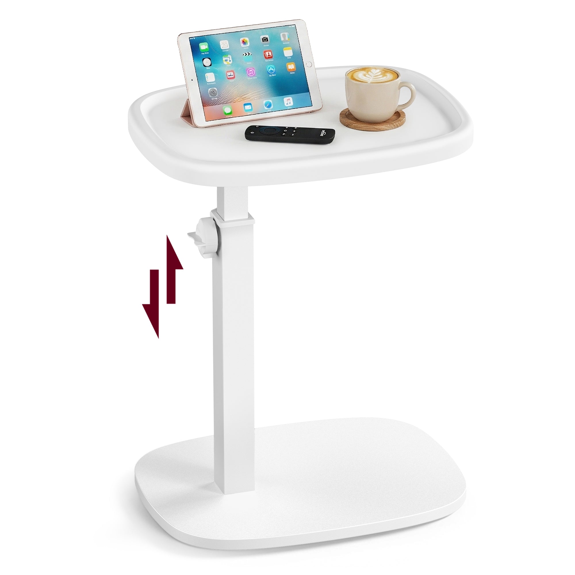 C-Shaped Sofa Side Table - White