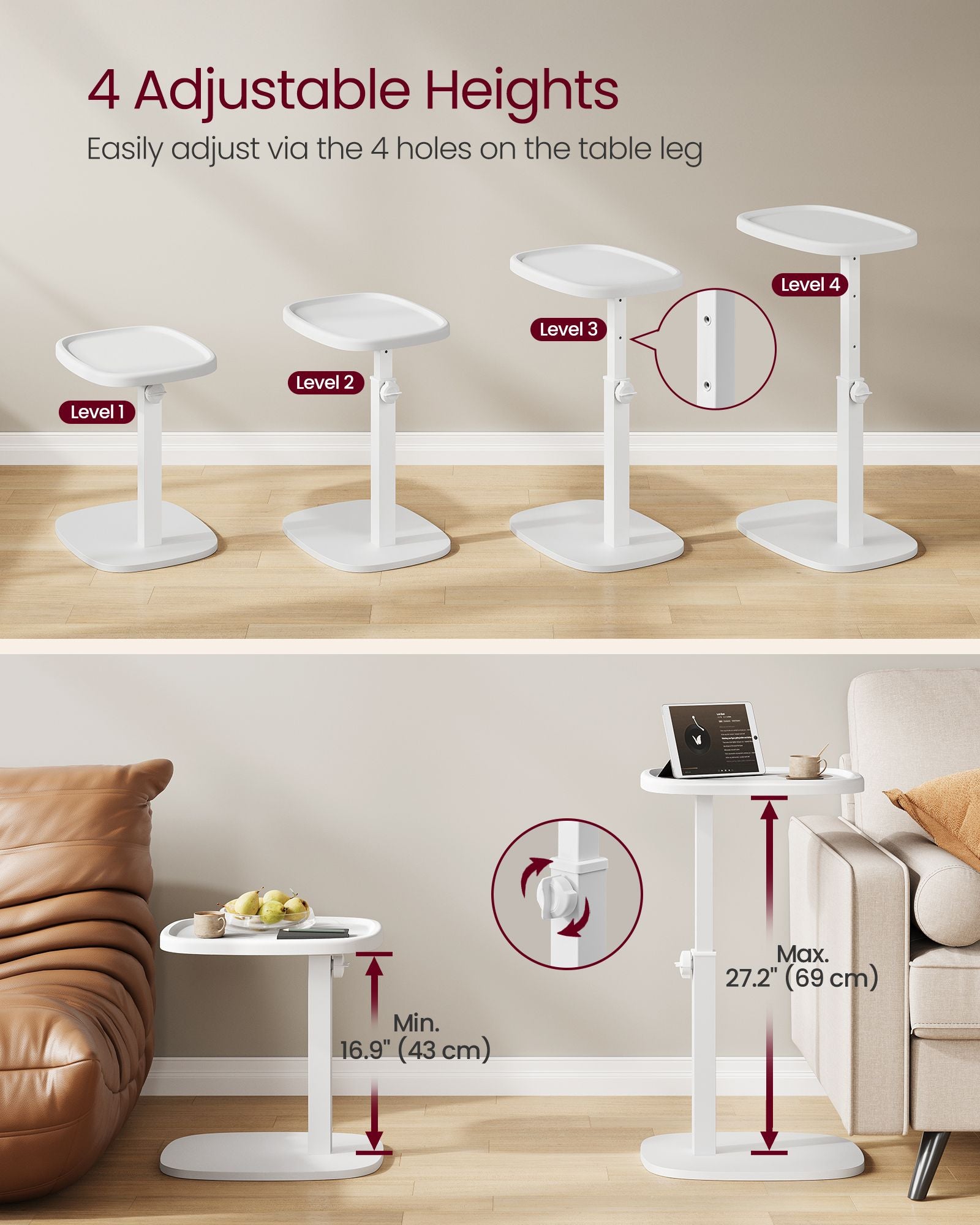 C-Shaped Sofa Side Table