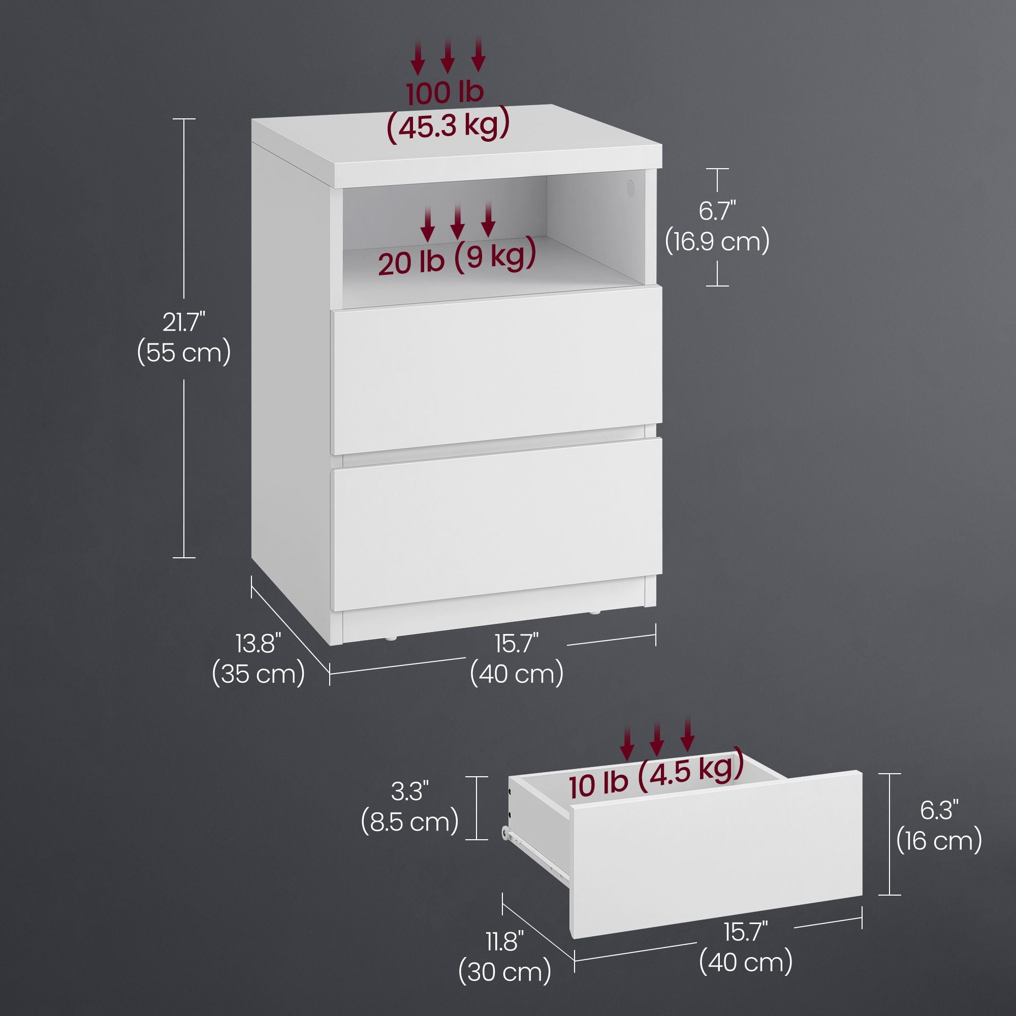 Nightstand with Adjustable LED Light