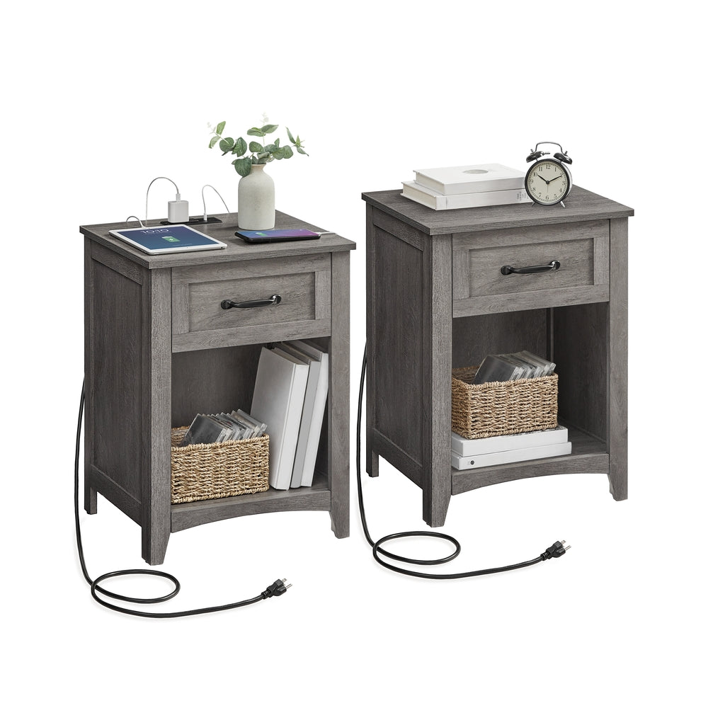 Set Of 2 Farmhouse Nightstands - Gray
