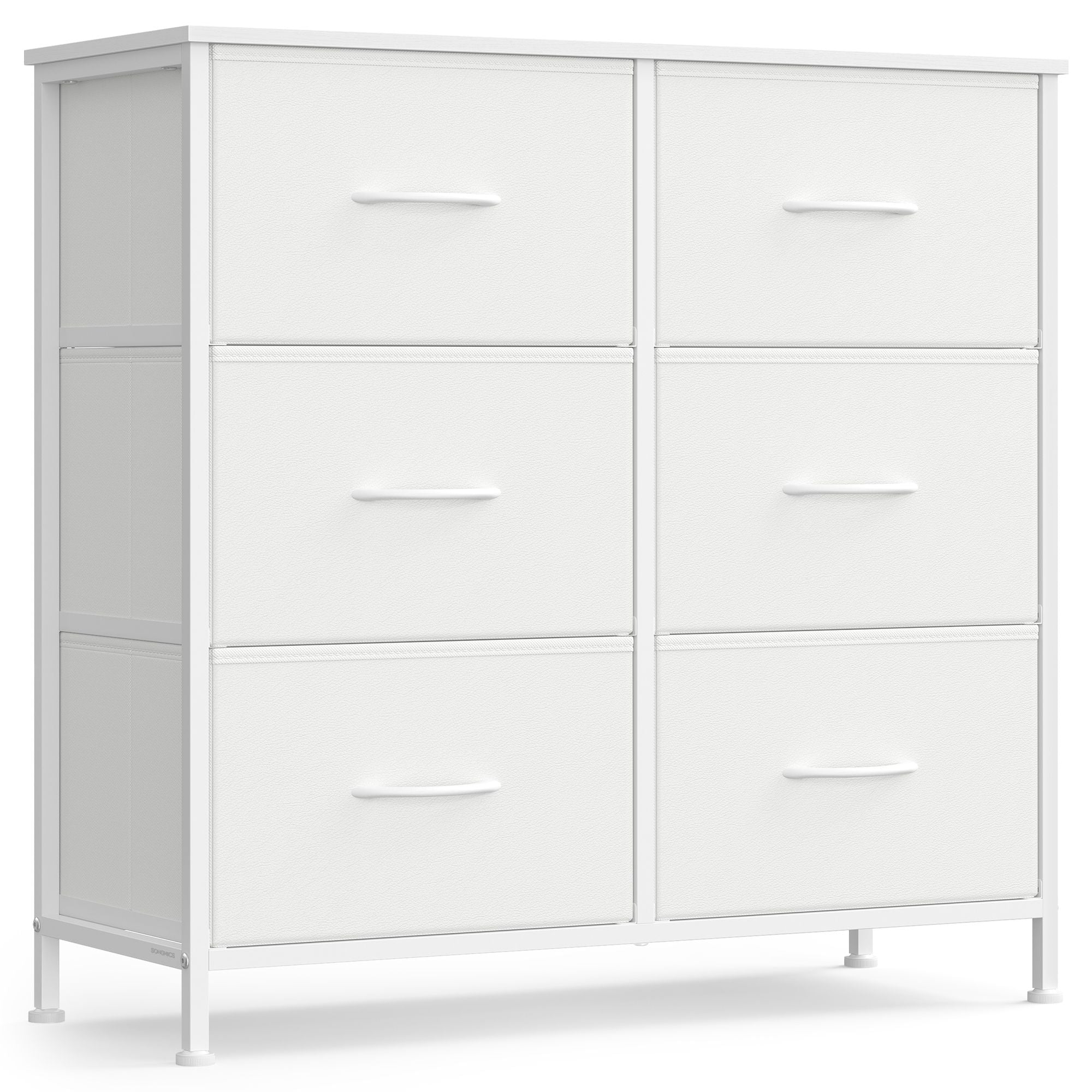 Dresser for Bedroom - 6-Drawer Storage Organizer - Ink Black & Ebony Black - Steel Frame - White