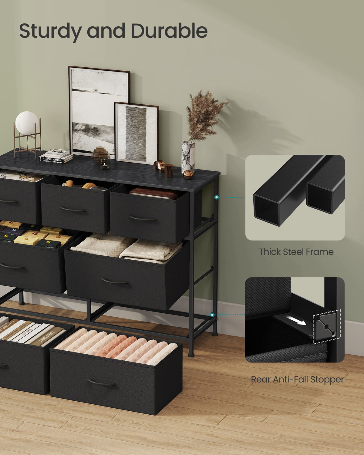 Dresser for Bedroom - Wide Dresser with 7 Fabric Drawers - ULGS323B01S