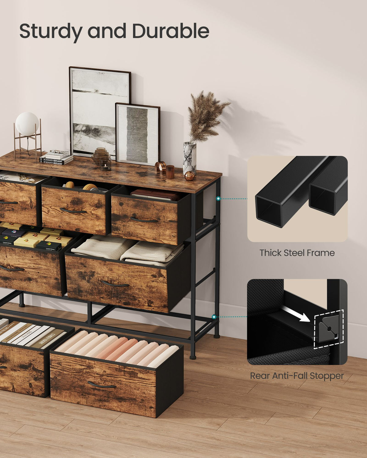 Dresser for Bedroom - Wide Dresser with 7 Fabric Drawers