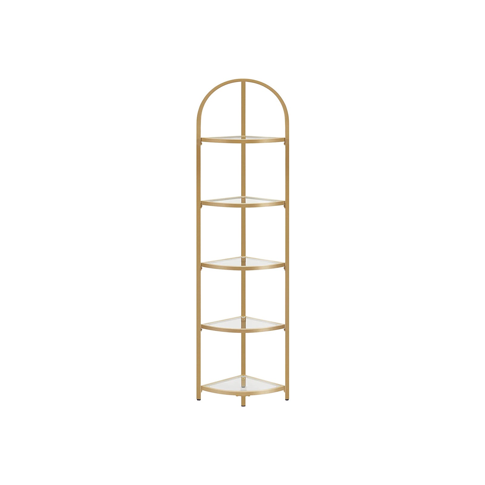 5-Tier Glass Corner Storage Shelf - Metallic Gold