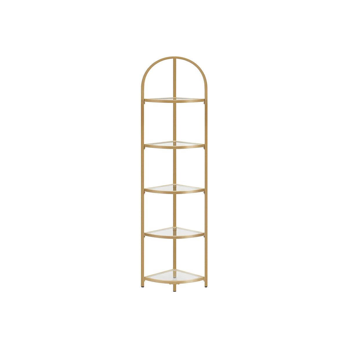 5-Tier Glass Corner Storage Shelf - Metallic Gold