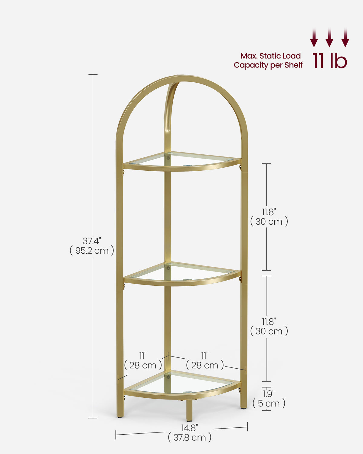 Corner Storage Shelf - 5-Tier - Tempered Glass