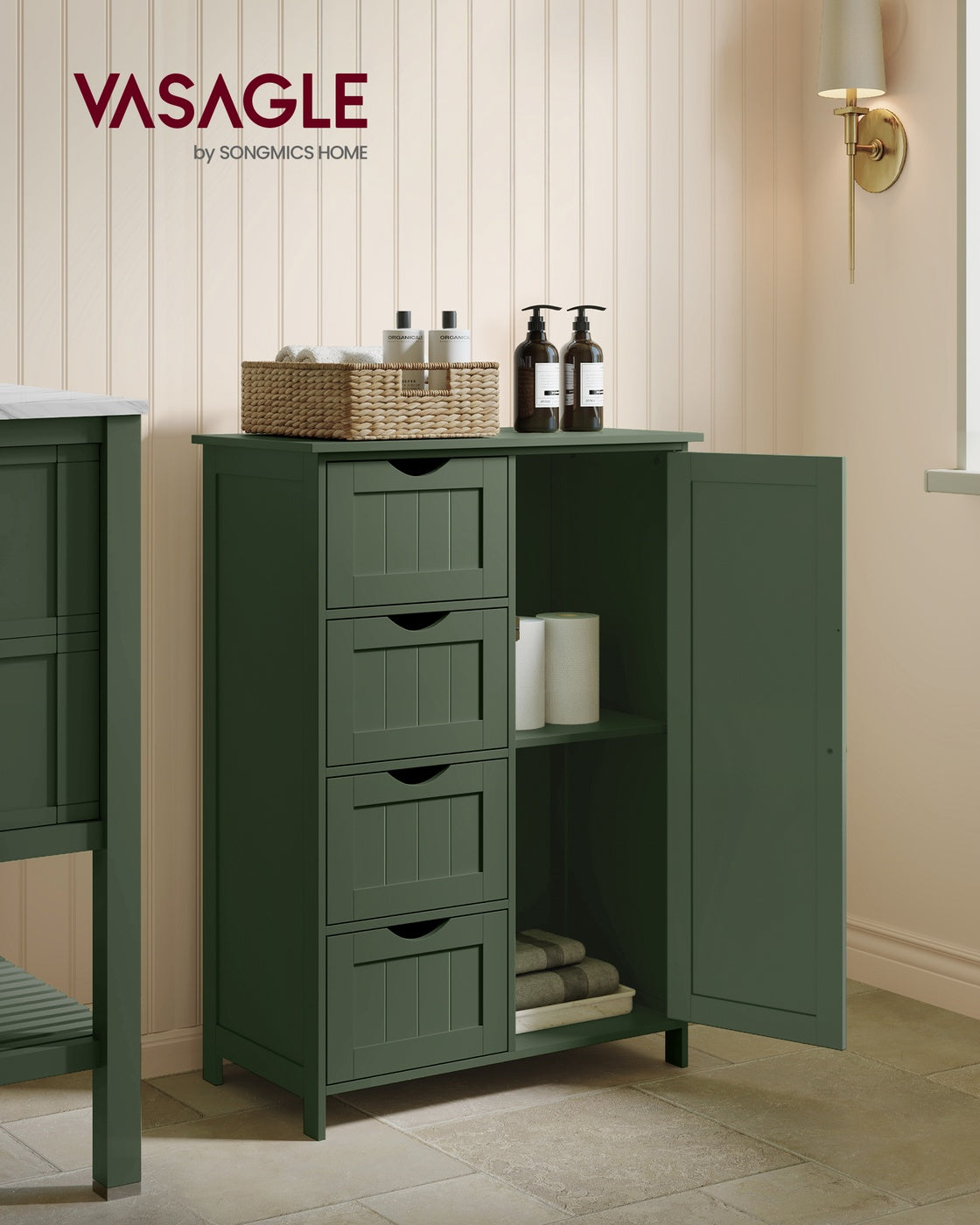 Freestanding Storage Cabinet - 32 inch - 2 Drawers and Adjustable Shelf