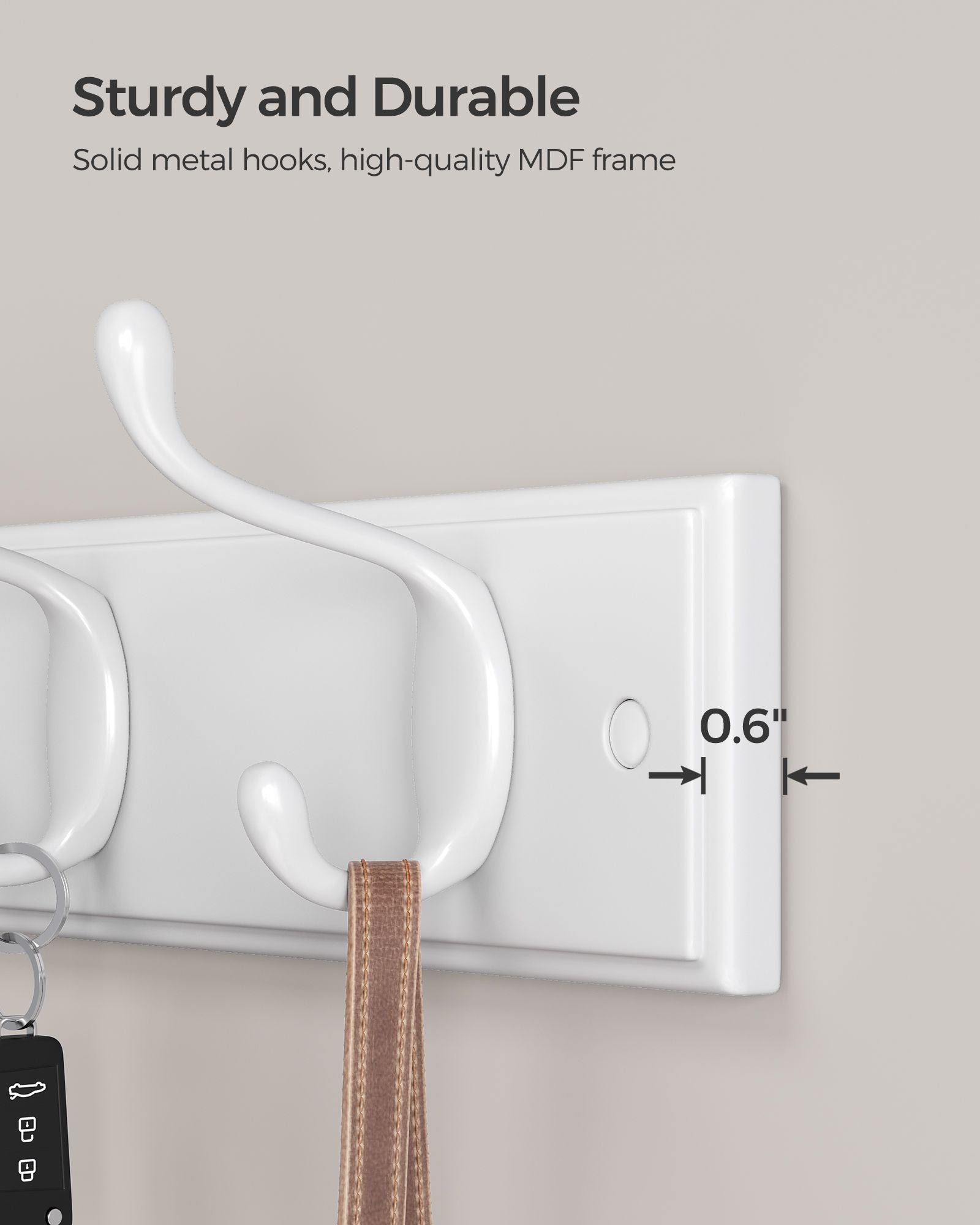 Set of 2 Wall-Mounted Coat Rack - Hook Rack - 8 Dual Metal Hooks