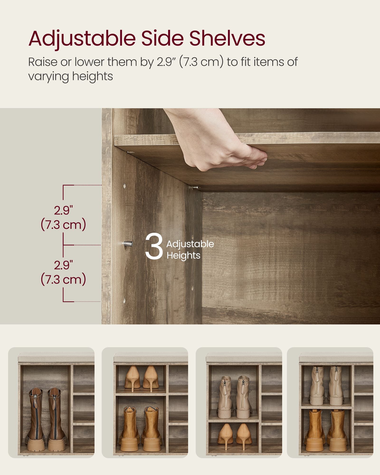Shoe Bench - Storage Bench with Padded Seat