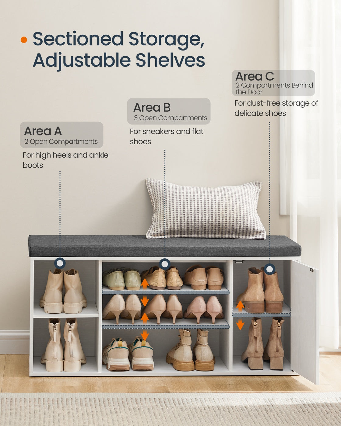 Entryway Shoe Bench With Cushion