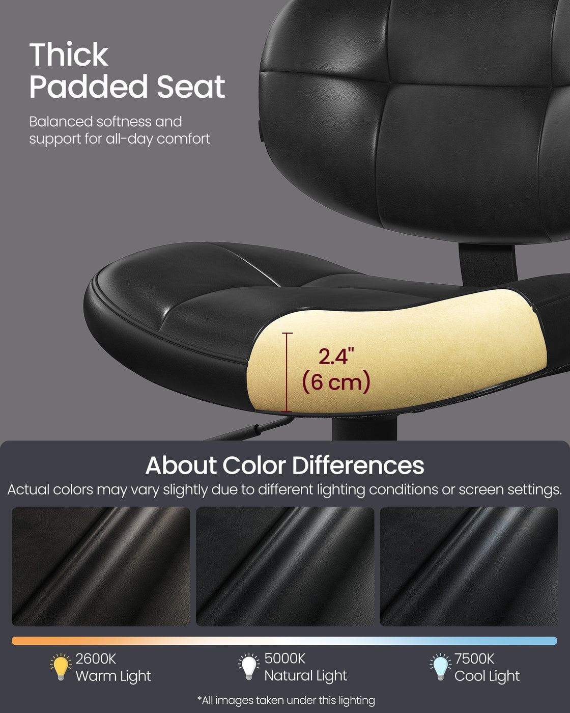 PU Leather Swivel Bar Stools with Back and Footrest - Ink Black