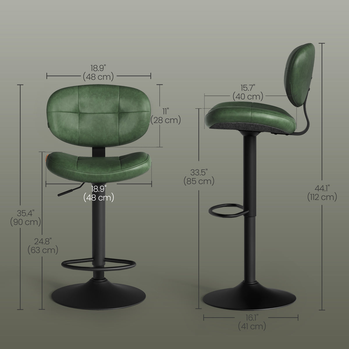 Bar Stools - Height Adjustable - Kitchen Barstools - Set of 4