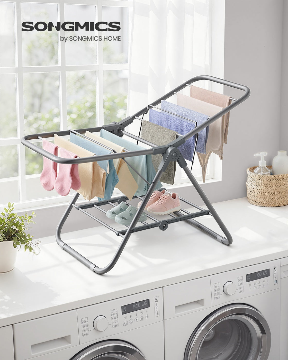 Small Foldable 2-Level Clothes Drying Rack - Cloud White