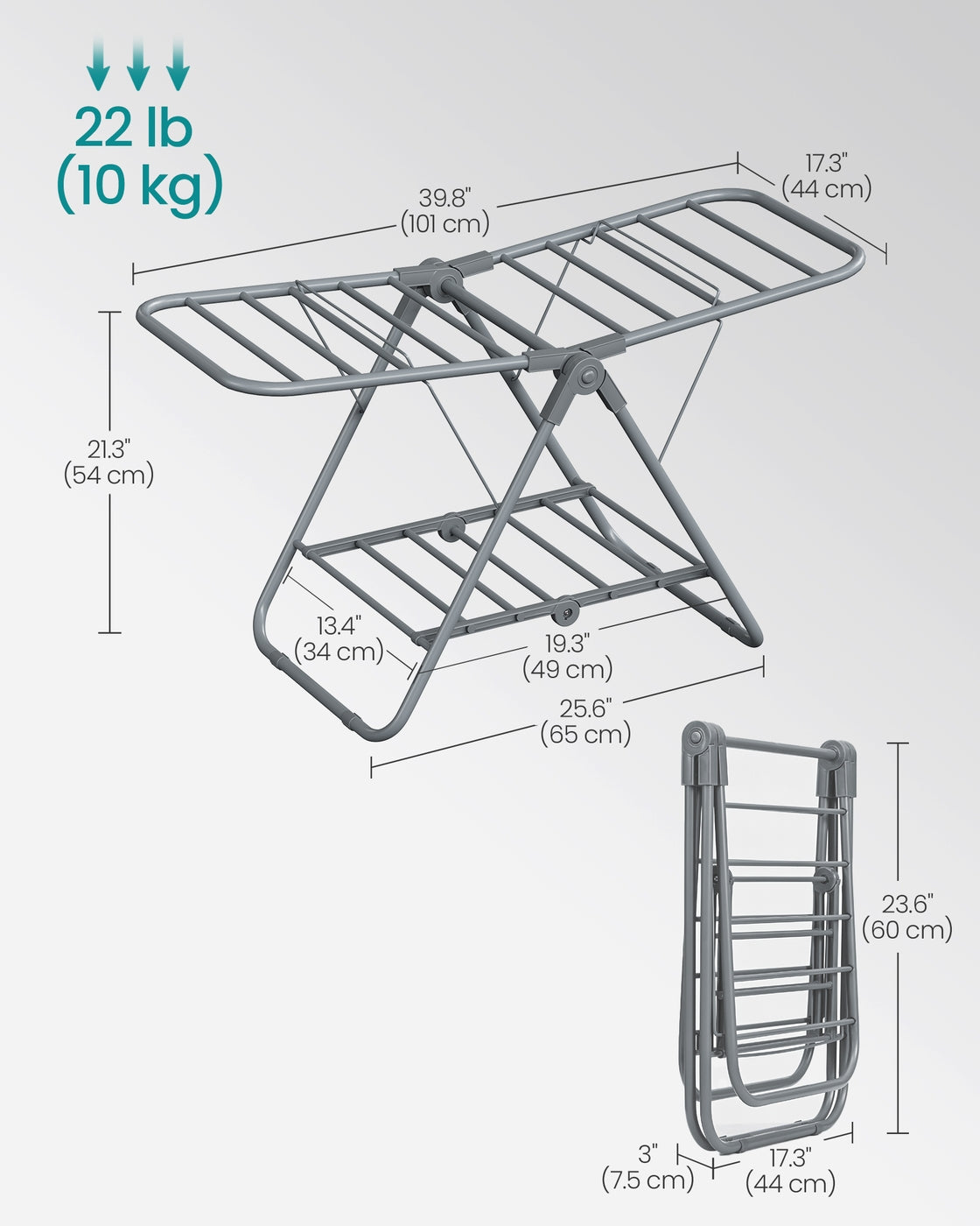 Small Foldable 2-Level Clothes Drying Rack - Cloud White