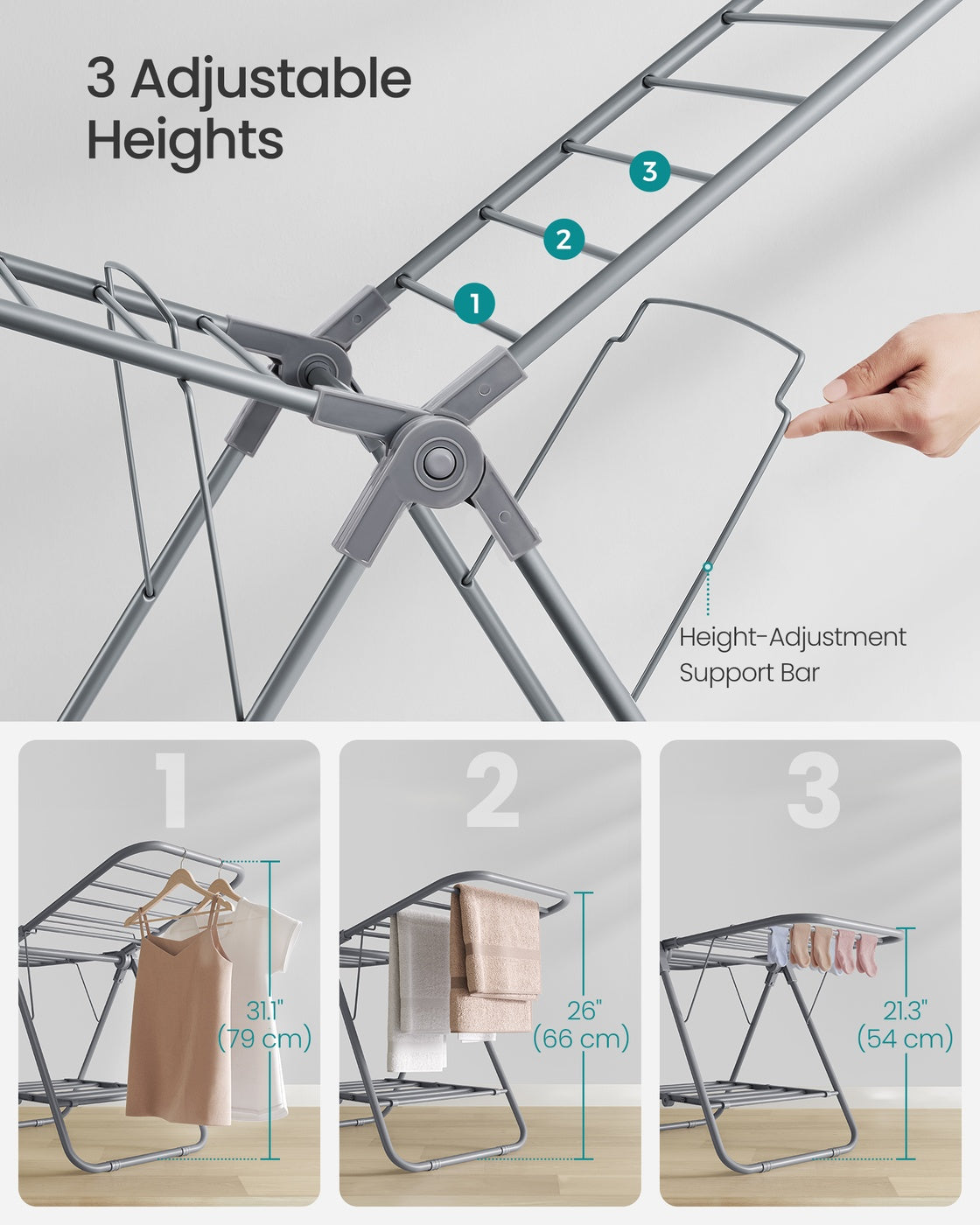 Small Foldable 2-Level Clothes Drying Rack - Cloud White
