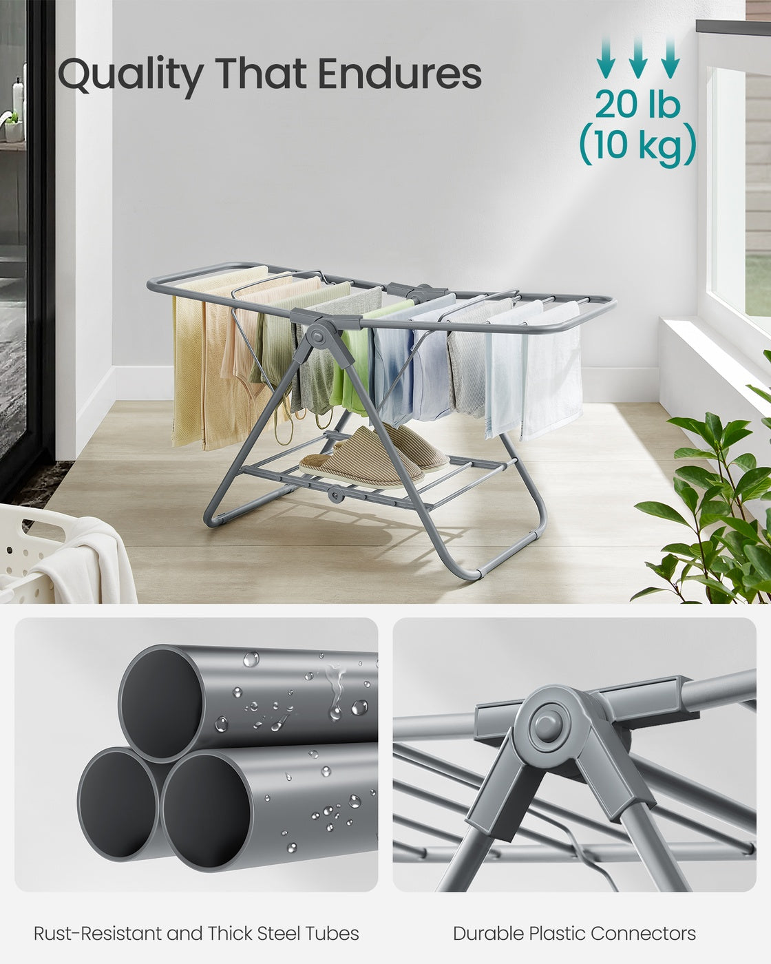 Small Foldable 2-Level Clothes Drying Rack - Cloud White