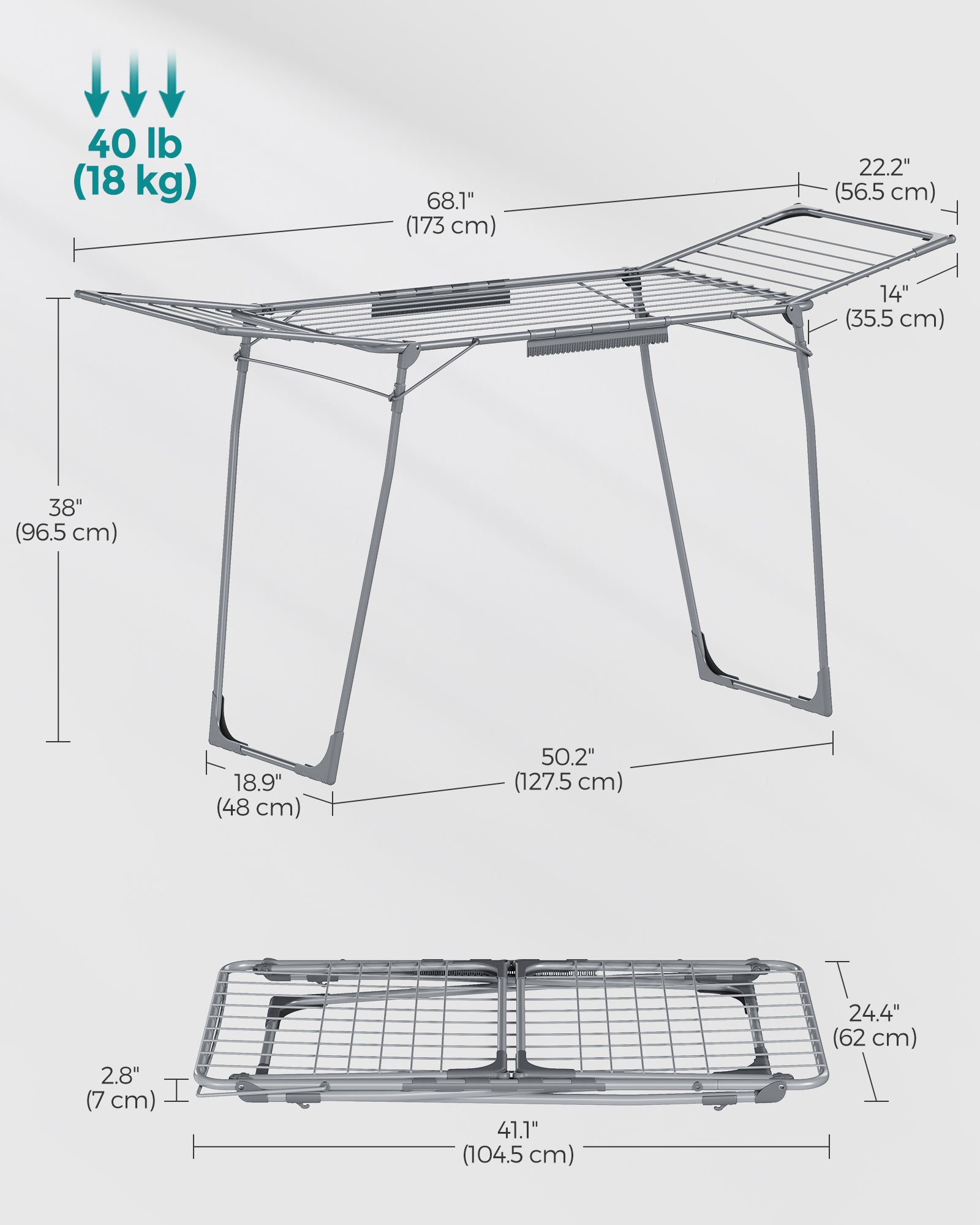 Clothes Drying Rack Foldable - Gray