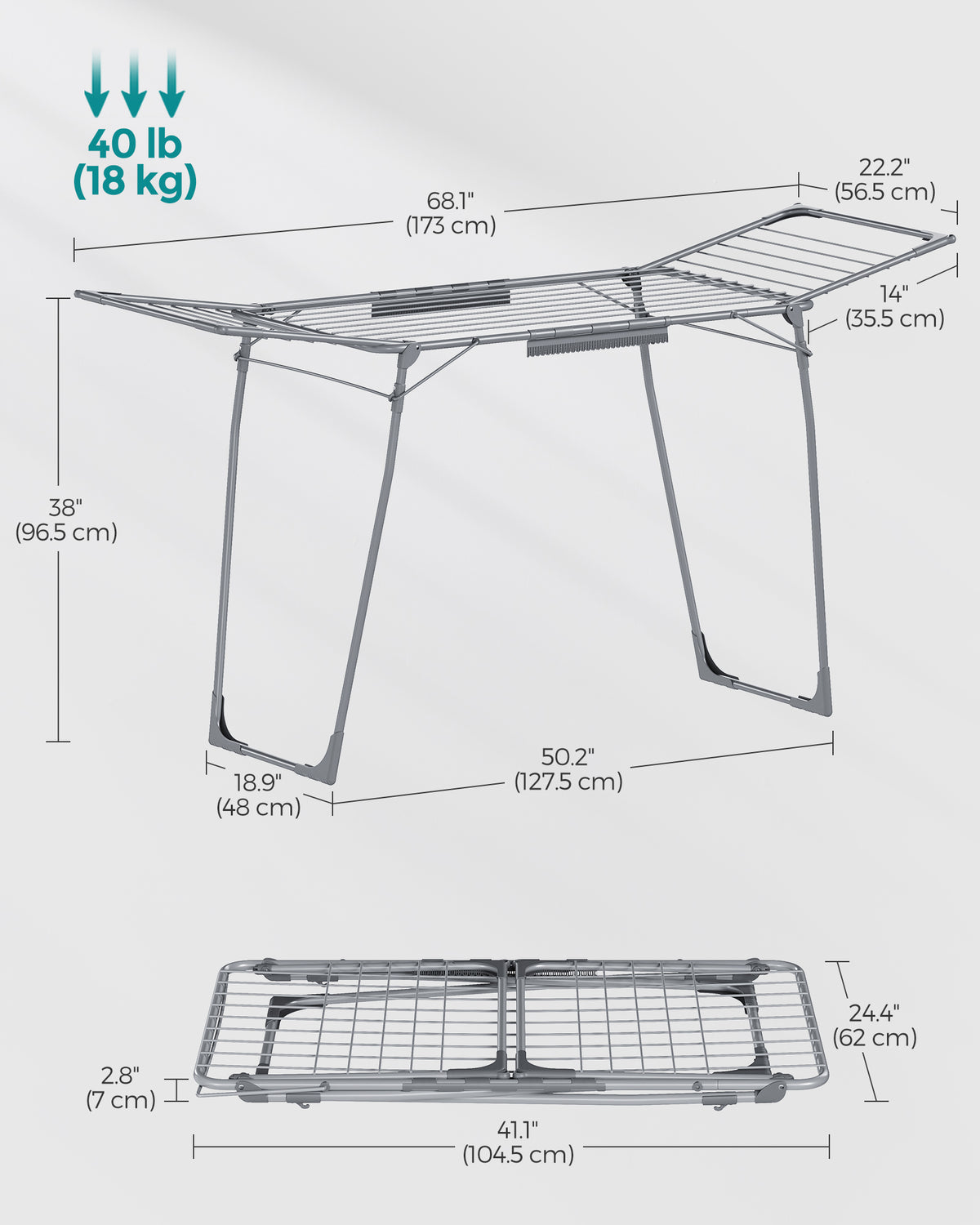 Clothes Drying Rack Foldable - Gray