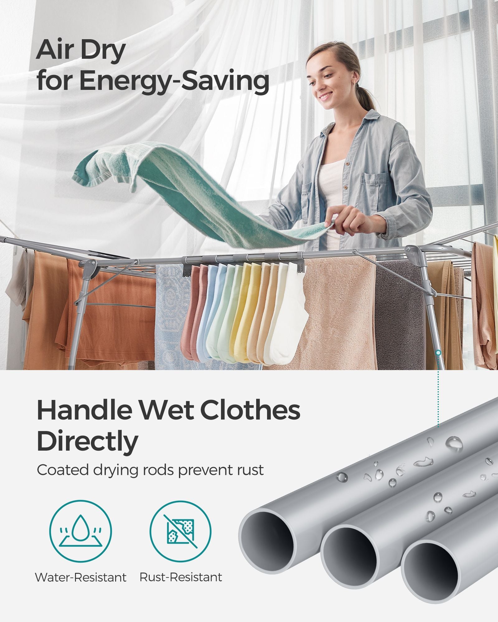 Clothes Drying Rack Foldable - Gray
