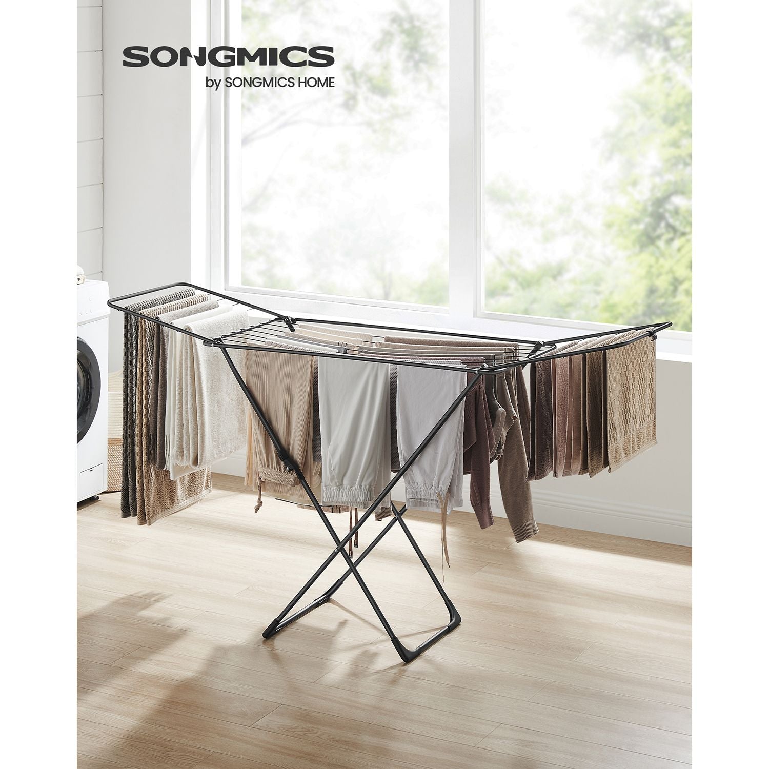 Clothes Drying Rack with Gullwings - Black