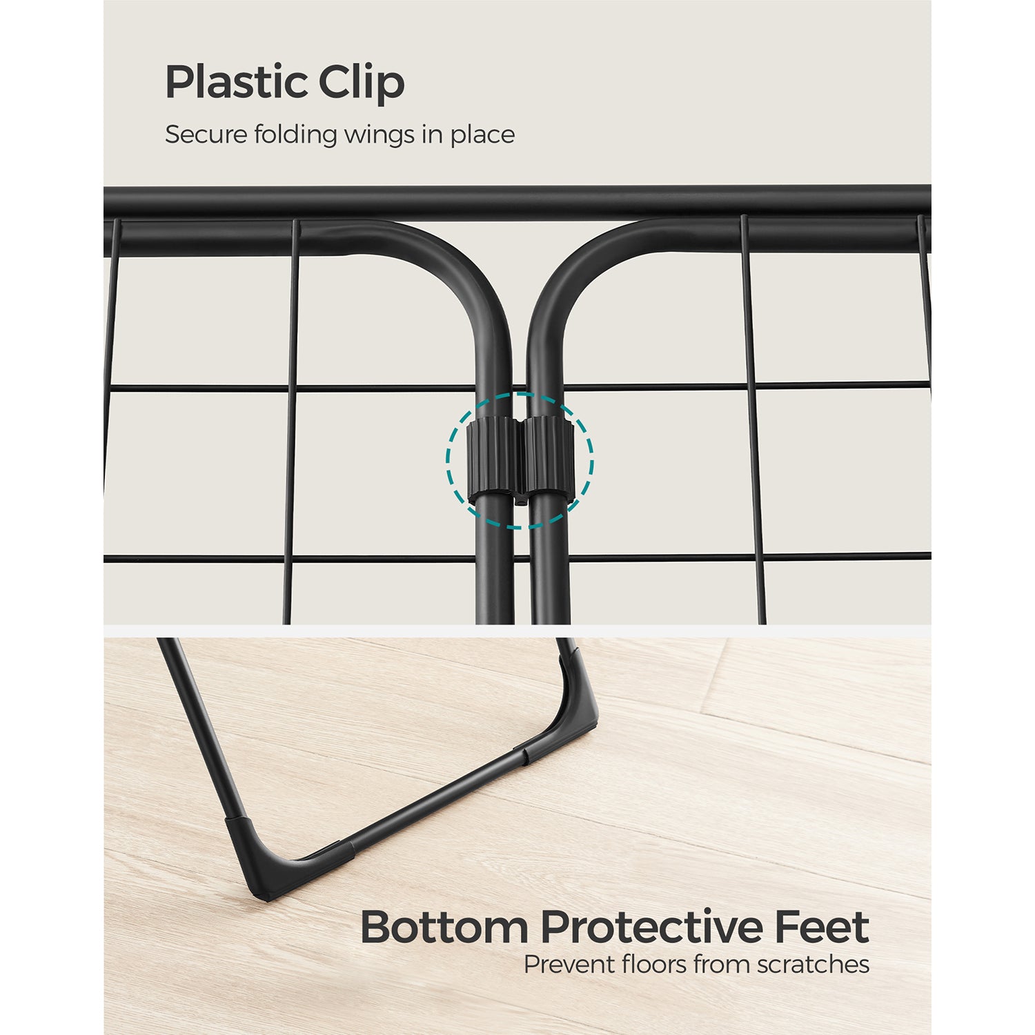 Clothes Drying Rack with Gullwings - Black