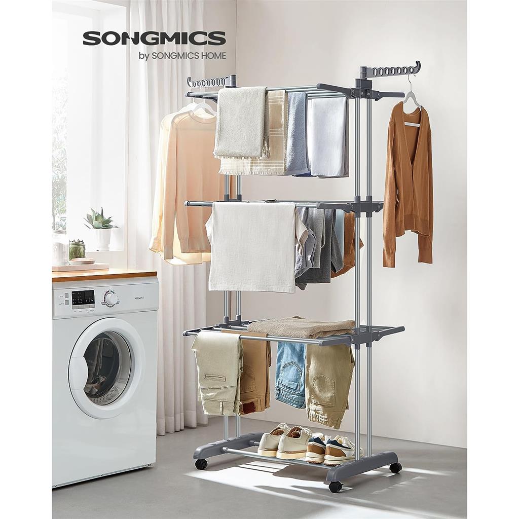4-Tier Clothes Drying Rack Stand - Gray