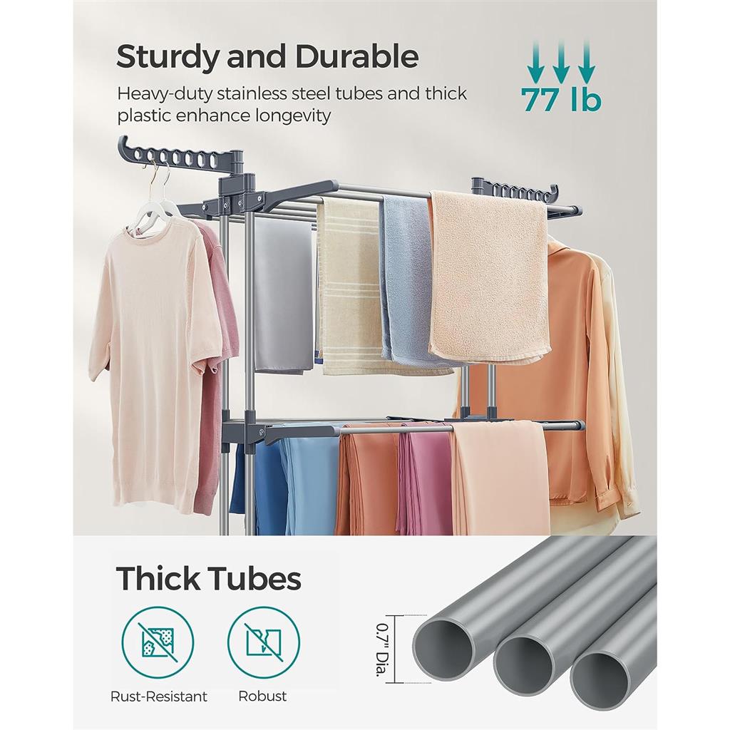 4-Tier Clothes Drying Rack Stand - Gray