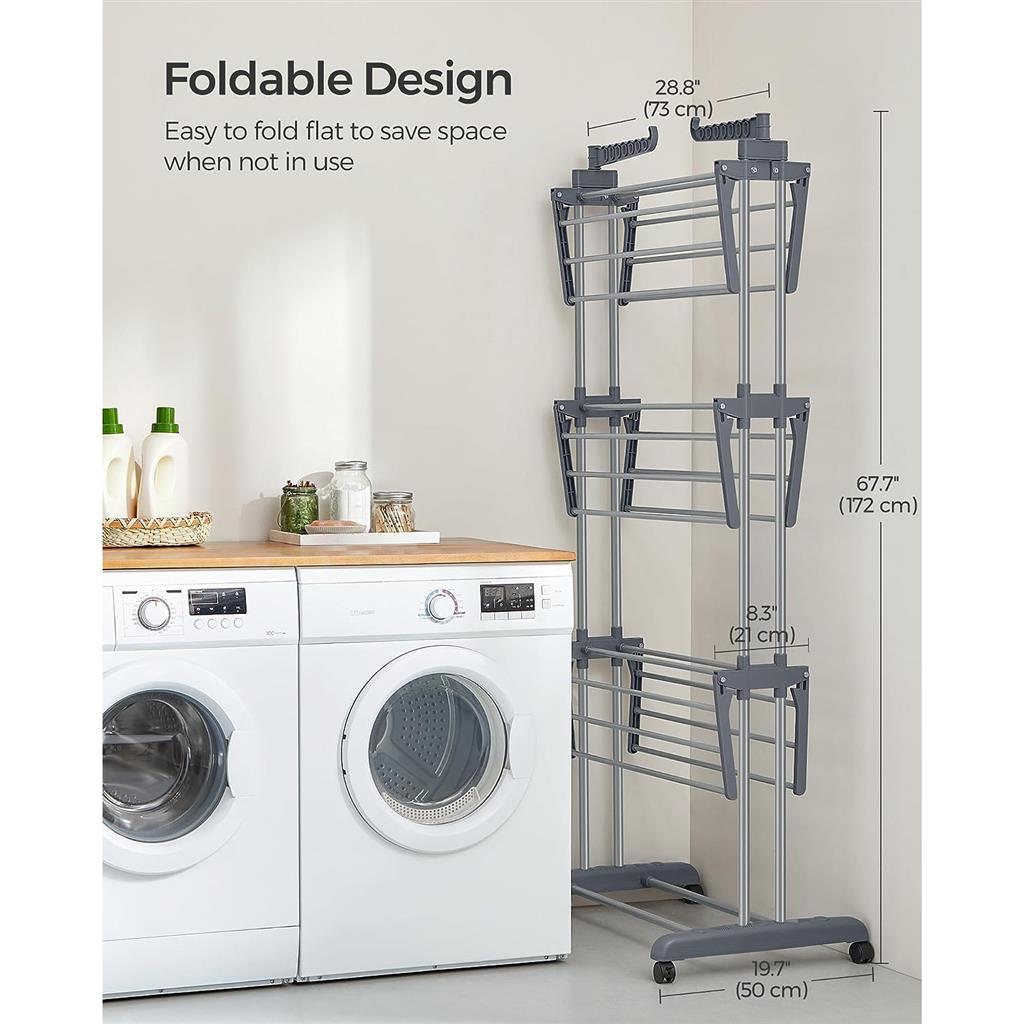 4-Tier Clothes Drying Rack Stand - Gray