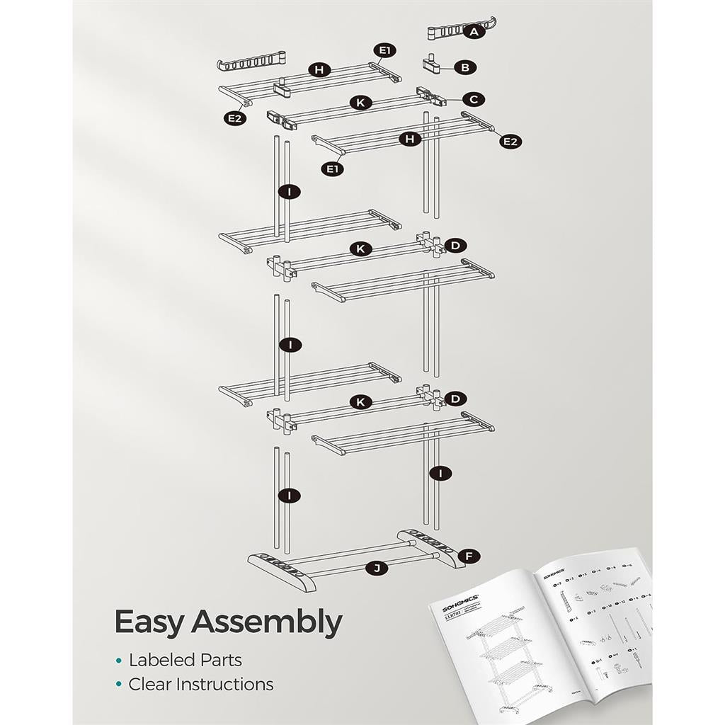 4-Tier Clothes Drying Rack Stand - Gray