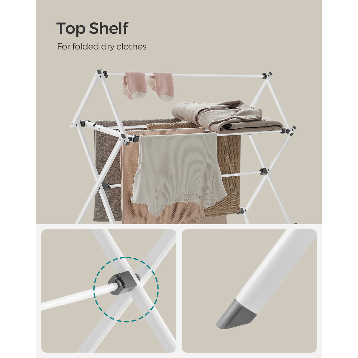Foldable Clothes Drying Rack - Steel Frame - Space-Saving Fold